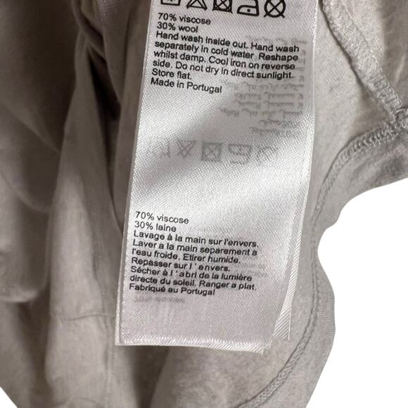 All Saints Wool Blend Light Gray Short Sleeve V-Neck T-Shirt Size Medium - Picture 8 of 8